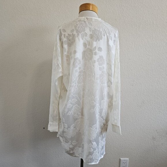 Vintage Victoria's Secret Gold Label Ivory Floral Sheer Button Front Nightgown L - Picture 9 of 12